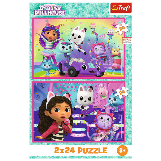 Puzzle - 2x24 - Zabawy z Gabby - Koci Domek Gabi - Trefl 34433