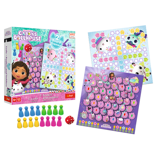 Gra 2w1 Chińczyk - Węże i drabiny Gabbys Dollhouse 02590