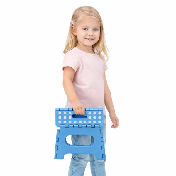 Stołek Składany Podnóżek Stopień Taboret Antypoślizgowy Niebieski 24x19 cm 