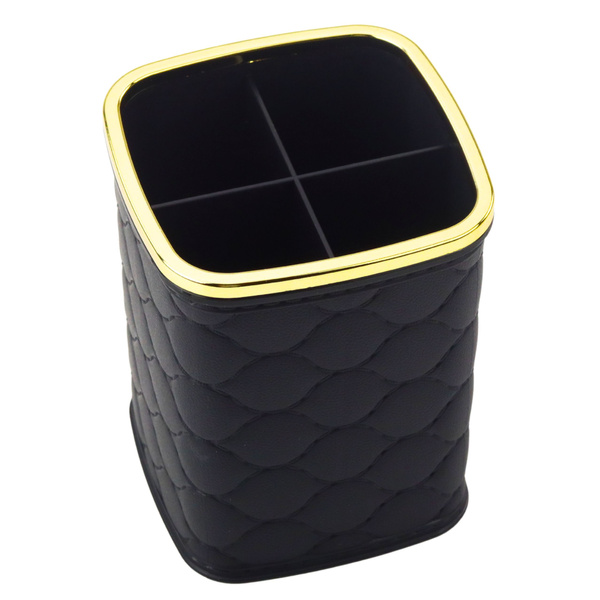 Organizer Pojemnik Na Pędzle Cztery Przegrody Czarny 12 x 9,5cm 