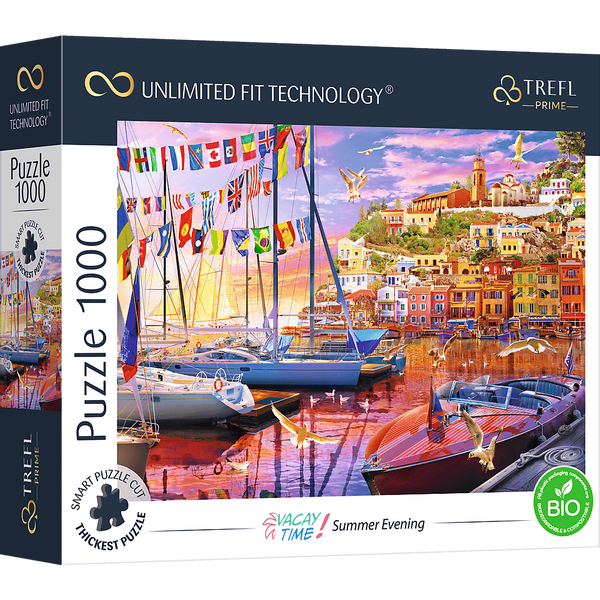 PUZZLE TREFL PRIME UFT 1000 - Vacay Time przedstawiające marinę o zachodzie słońca 10696