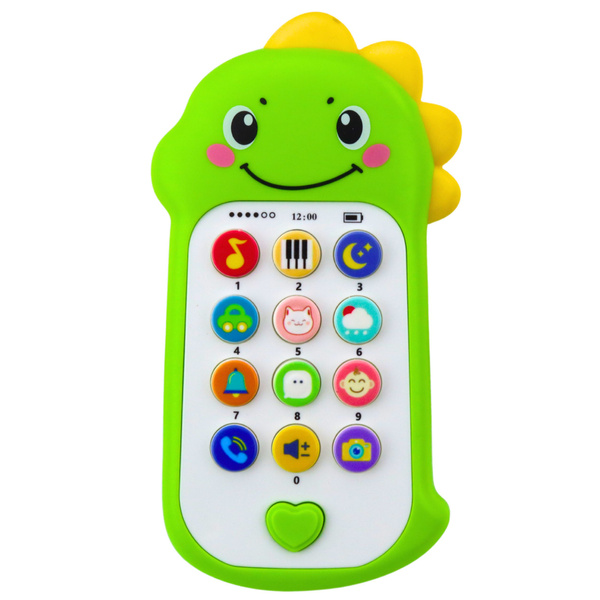 Interaktywny Telefon Edukacyjny Dla Malucha Dźwięki Melodie Dinozaur Zielony