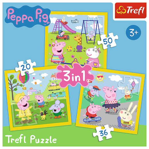 Puzzle - 3w1 - Wesoły dzień Peppy - Peppa Pig Trefl 34849