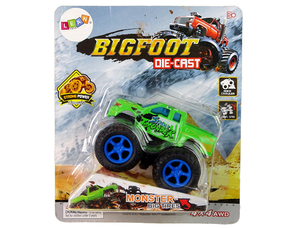 Auto Resorak Z Naciągiem Monster Truck Big Foot Gumowe Opony Rampa