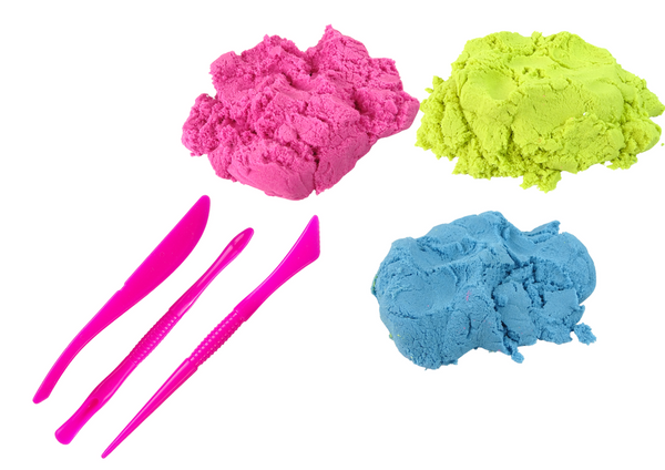 Magiczny Piasek Kinetyczny w Walizce 3 Kolory Foremki 1 kg 