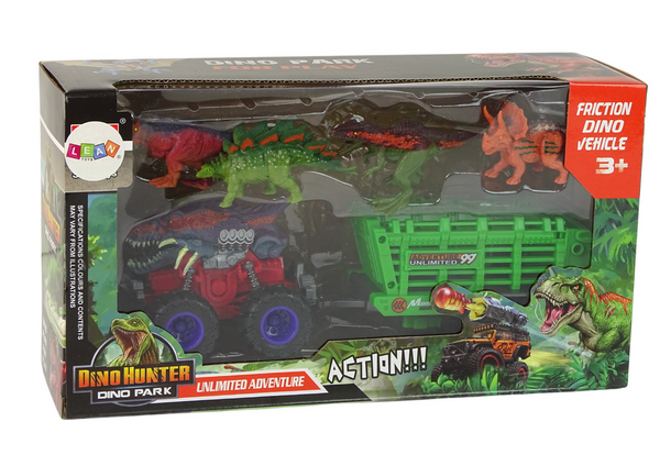 Pojazd z Motywem Dinozaura Przyczepa 4 Sztuki Dinozaurów 