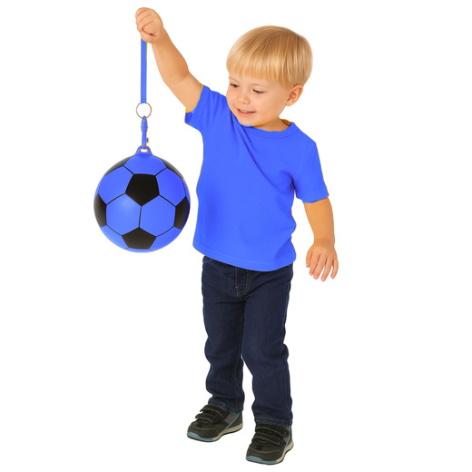 Piłka Gumowa Wzór Piłki Nożnej Uchwyt Na Sprężynę Niebieska 22cm 