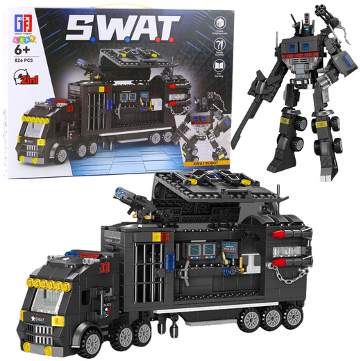 Klocki Konstrukcyjne 8w1 Pojazd SWAT Policja Robot 826 el. 