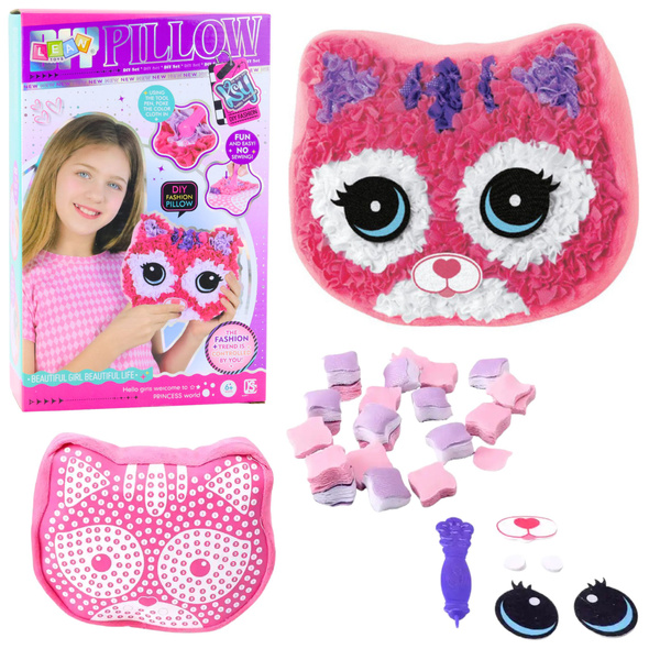 Zestaw Kreatywny Do Szycia Poduszka Kotek Maskotka Wyszywanka DIY 