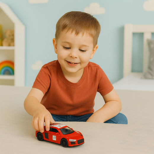 Samochód Sportowy Metalowy Napęd Pull Back Światła Dźwięki Czerwony 1:43