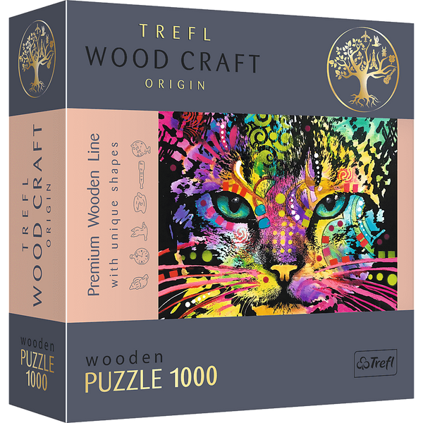 1000 Puzzle Drewniane - Kolorowy kot 20148