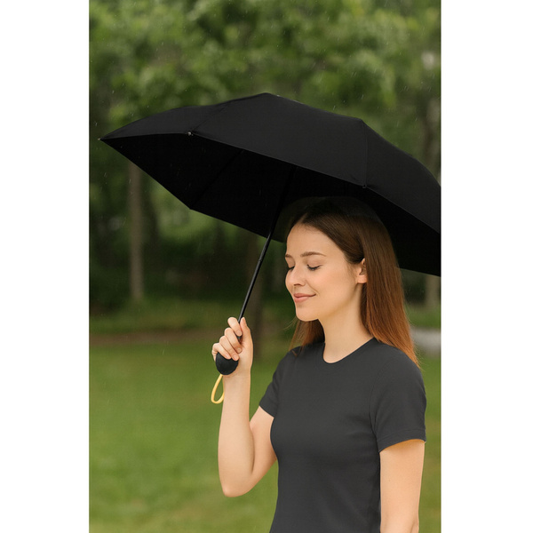 Parasolka Kieszonkowa Składana z Ochroną UV UPF 50+ Etui Czarna 90 cm