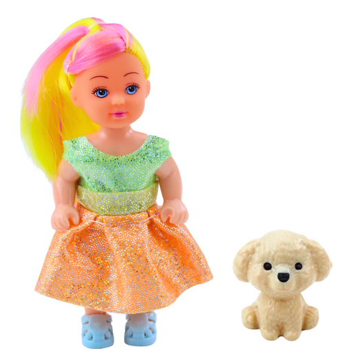  Zestaw Mini Laleczka W Sukience Piesek Lalka Pupil Mix 12cm