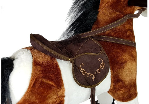 Koń Na Biegunach Rusza Pyskiem Ogonem Dźwięki Ciemnobrązowy 74 cm 