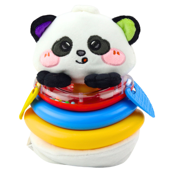 Zabawka Sensoryczna Tumbler Panda Piramidka Bujana Gryzaki Grzechotka 