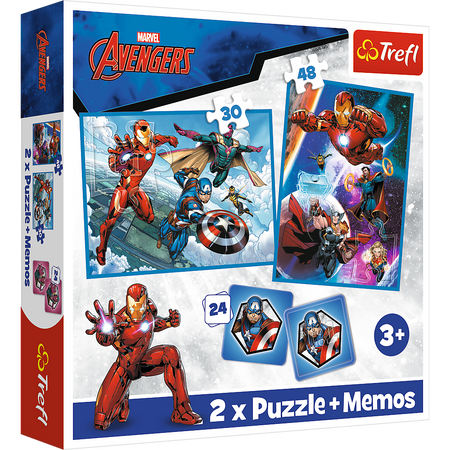 Puzzle - 2w1 + memos Bohaterowie w akcji Marvel The Avengers Trefl  93333