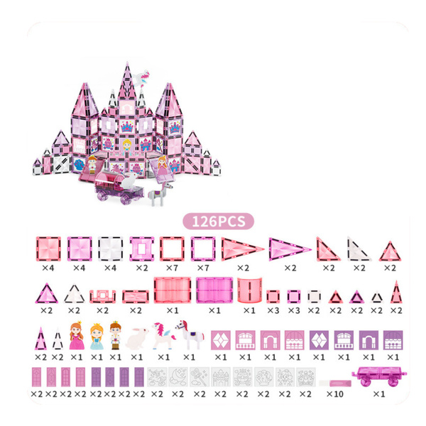 Klocki Magnetyczne Okienka Witraże Do Malowania Pisaki Różowe 126 el.