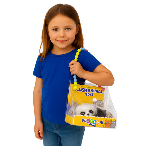 Śpiąca Panda Na Poduszce Figurka z Futerkiem Przeźroczysta Torba 