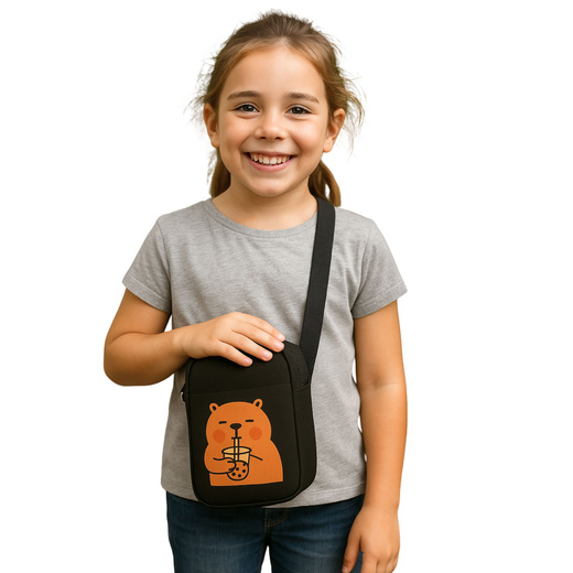 Torba Saszetka Na Ramię Kapibara Pas Regulowany Czarna 20 x 14,5 cm 