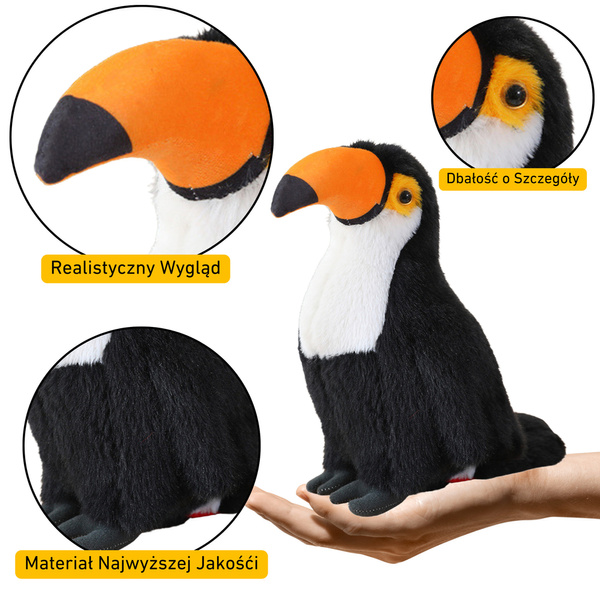 Pluszowa Maskotka Przytulanka Ptak Tukan Czarno Biały 30cm 