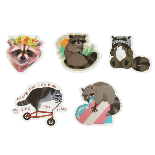 Zestaw Naklejki Z Szopem Dekoracyjne Różne Motywy 50 szt. 7-8 cm 