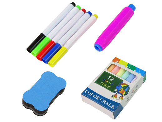 Tablica Edukacyjna 2 w 1 Niebieska Kredy Pisaki 