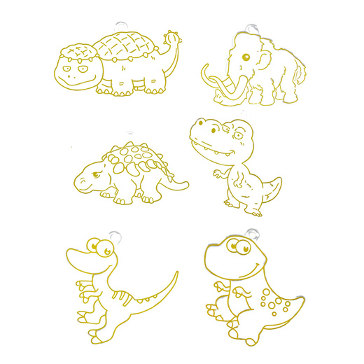 Zestaw Kreatywny DIY Witraże Breloki Dinozaury Pisaki 6 szt.