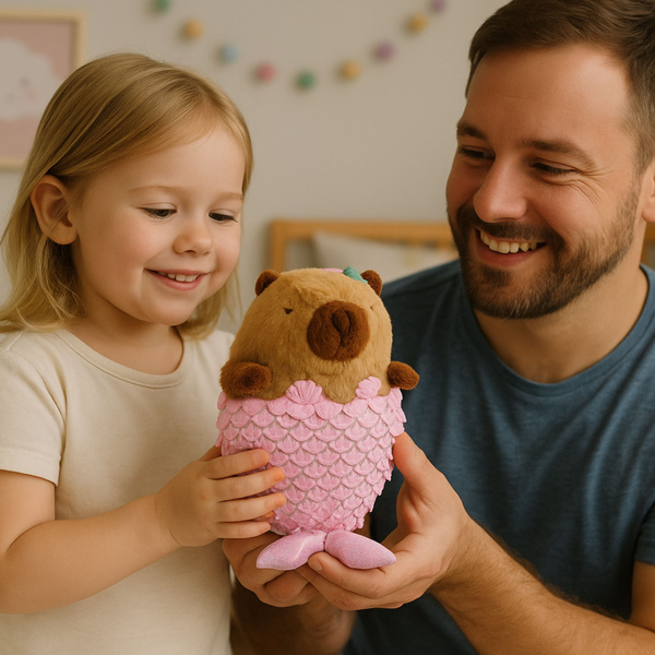 Pluszowa Maskotka Przytulanka Kapibara Syrenka Różowa 28cm 