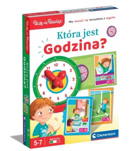 Gra edukacyjna Puzzle Która Jest Godzina? Zegarek Uczę się Bawiąc Język Polski Clementoni 50771