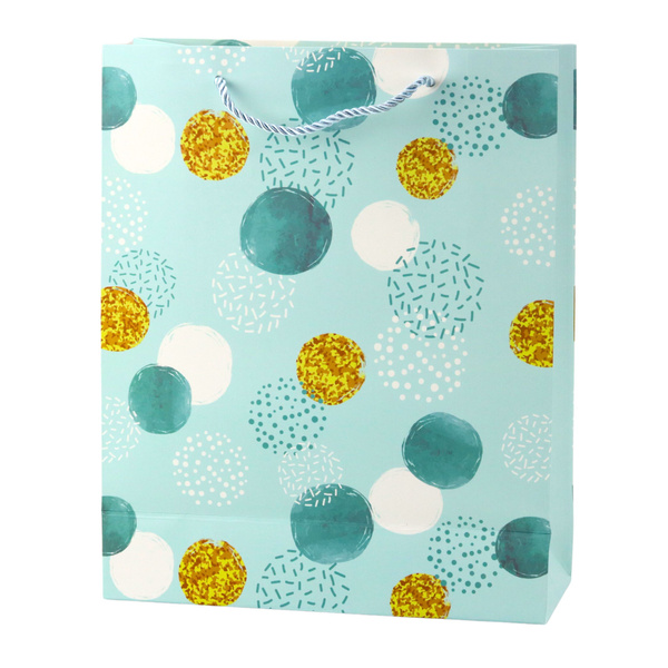 Torba Prezentowa Wzór Złote Kropki Pastelowa  32 × 26 × 10 cm