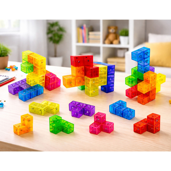 Klocki Magnetyczne Układanka Magic Cube 156 Kart Z Wyzwaniami 9 el. 