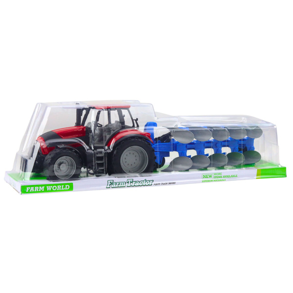 Traktor Rolniczy Farmerski Z Pługiem Napęd Czerwony 50cm 