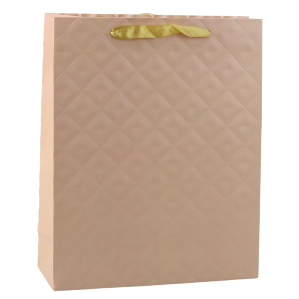 Torba Prezentowa Z Tłoczeniem Jasno Beżowa 32 x 26 x 10cm