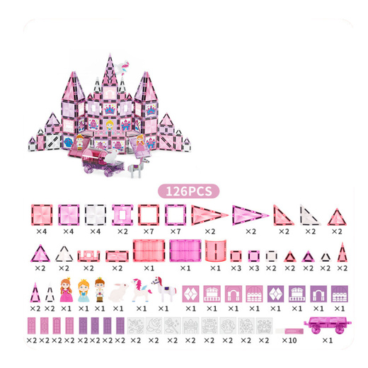 Klocki Magnetyczne Okienka Witraże Do Malowania Pisaki Różowe 126 el.