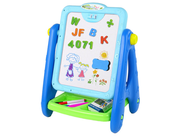 Tablica Edukacyjna 2 w 1 Niebieska Kredy Pisaki 