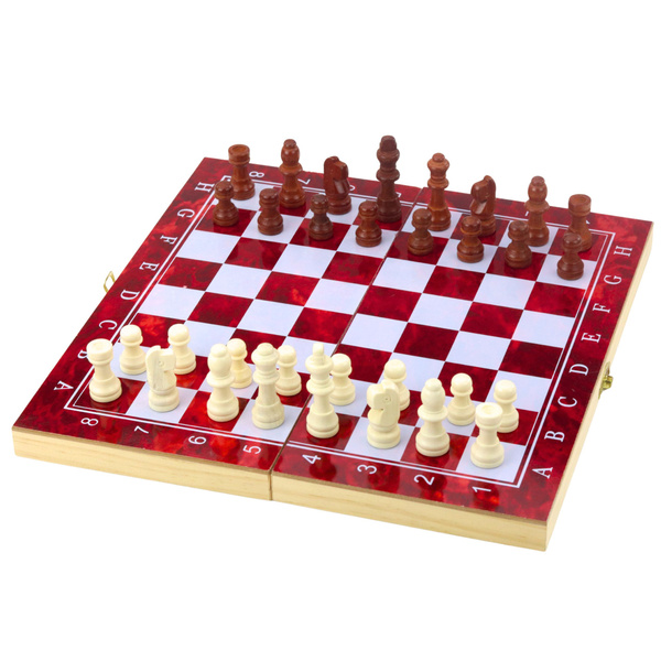 Zestaw Drewniana Gra 3W1 Szachy Tryktrak Warcaby Składana Plansza 24x24cm