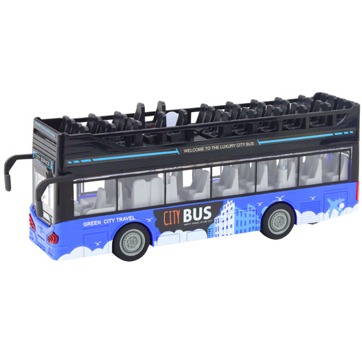 Autobus Miejski Piętrowy 1:16 Napęd Światła Dźwięki Niebieski 