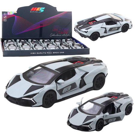Samochód Wyścigowy Sportowy Metalowy Napęd Otwierane Drzwi Szary 1:32