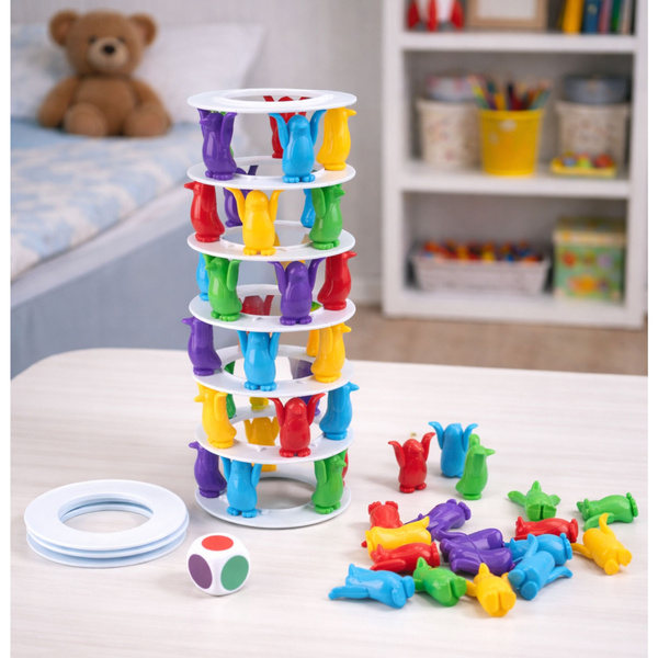 Gra Zręcznościowa Rodzinna Szalone Pingwiny Na Wieży Kolorowe 