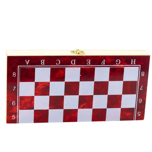 Zestaw Drewniana Gra 3W1 Szachy Tryktrak Warcaby Składana Plansza 24x24cm