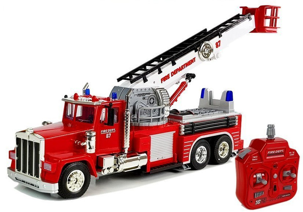 Wóz Strażacki 60cm Wysuwana Obrotowa Drabina R/C Dźwięk Syrena Światła 