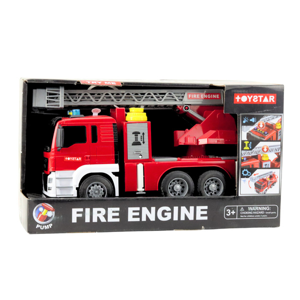 Wóz Strażacki Z Wysięgnikiem Straż Pożarna Napęd Lanie Wody Światła Dźwięki