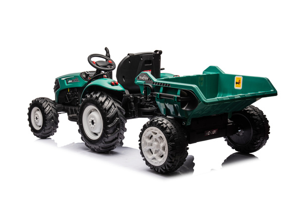 Traktor Na Akumulator HC-306 Z Przyczepą Ciemno Zielony 24V 