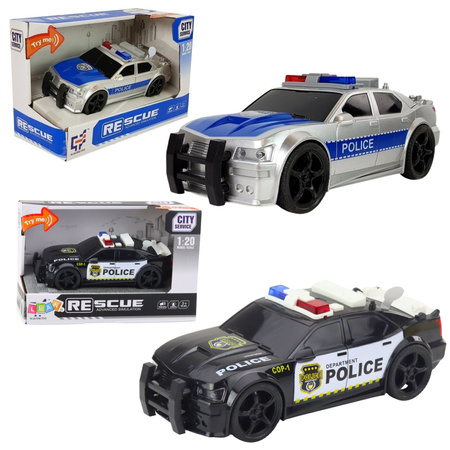 Auto Policyjne 1:20 Napęd Frykcyjny Dźwięk Efekty Świetlne Srebrne Czarne