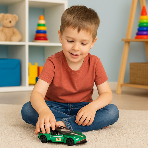 Samochód Wyścigowy Sportowy Metalowy Napęd Otwierane Drzwi Zielony 1:32