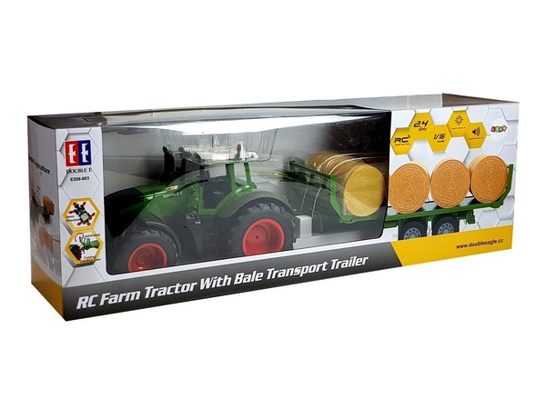  Duży Traktor z Przyczepką  80 cm Bale Siana Zdalnie Sterowany 2.4G 