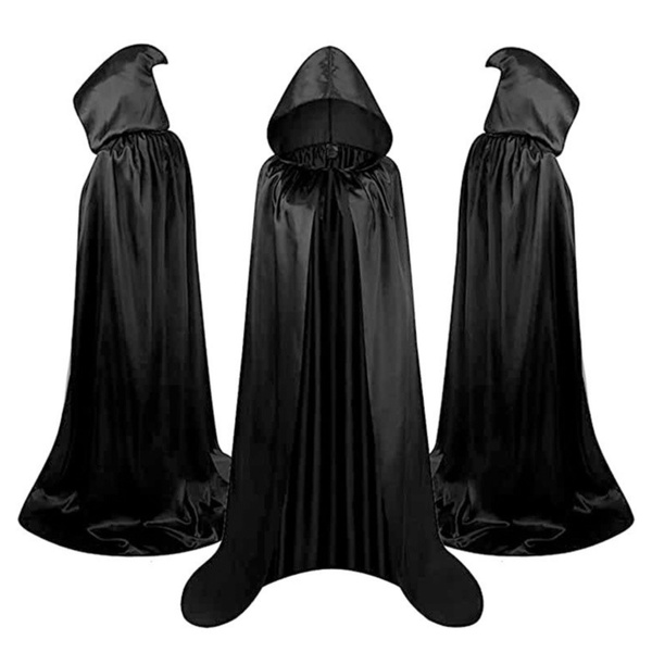 Peleryna Narzutka Z Kapturem Karnawałowa Halloweenowa Czarna 180cm