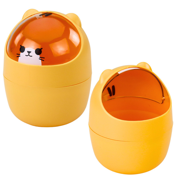 Mini Kosz Miś Na Biurko Stolik Pomarańczowy 1L 16cm 