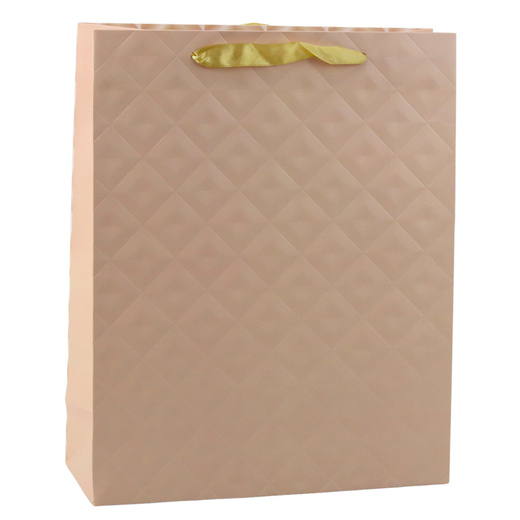 Torba Prezentowa Z Tłoczeniem Jasno Beżowa 32 x 26 x 10cm