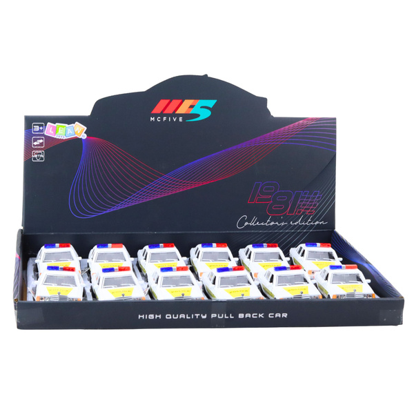 Klasyczny Samochód Policyjny Napęd Metalowy Otwierane Drzwi Biały 1:32